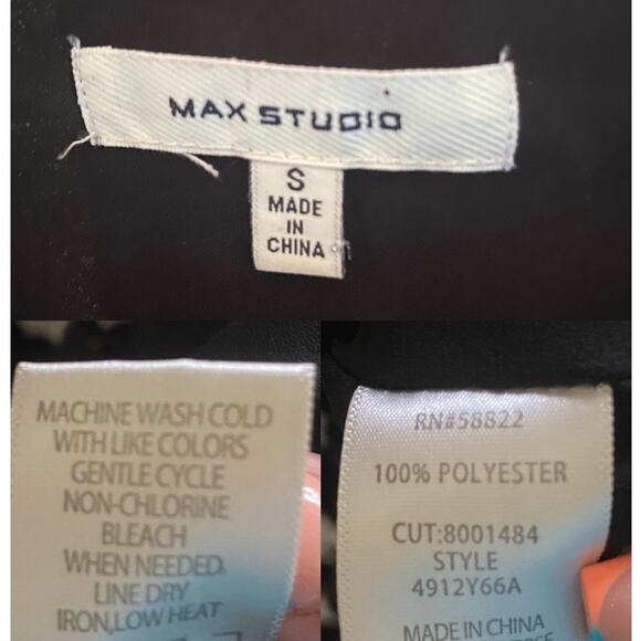 Max Studio Black & Cream Abstract Print A-Line Summer Dress Size Small Midi Glam - Picture 11 of 16